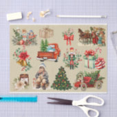 ヴィンテージクリスマスコラージュ金ゴールド 薄葉紙 (クラフト)