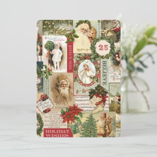 ヴィンテージクリスマスコラージュ シーズンカード (スタンド正面)