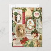 ヴィンテージクリスマスコラージュ シーズンポストカード (正面/裏面)