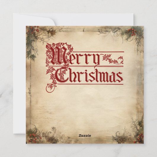 ヴィンテージクリスマスコラージュ フラットホリデーカード シーズンカード (裏面)