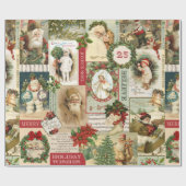 ヴィンテージクリスマスコラージュ ラッピングペーパー (フラット)