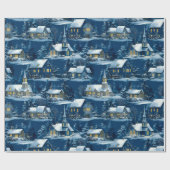 ヴィンテージクリスマスコージーウィンターヴィレッジ ラッピングペーパー (フラット)