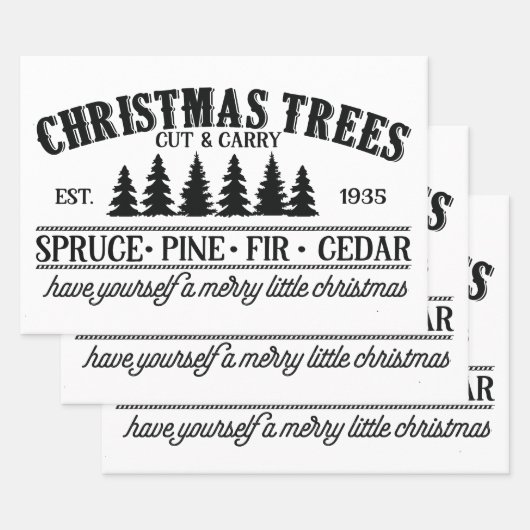 ヴィンテージクリスマスサイン切り離し ラッピングペーパーシート (セット)