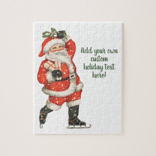 ヴィンテージクリスマスサビクトリアンンタクラウスアイススケーター ジグソーパズル (縦)