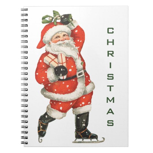 ヴィンテージクリスマスサビクトリアンンタクラウスアイススケーター ノートブック (正面)