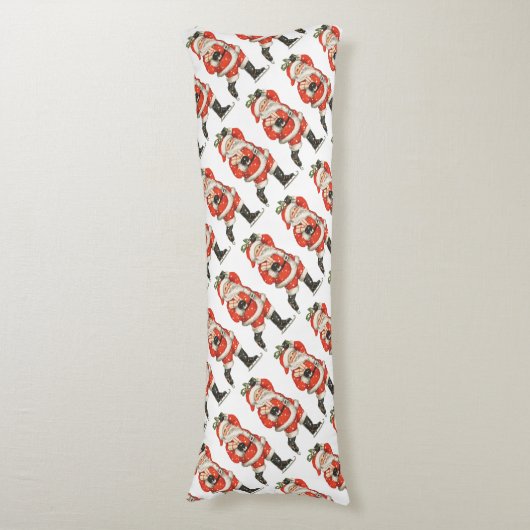 ヴィンテージクリスマスサビクトリアンンタクラウスアイススケーター ボディピロー (正面縦)