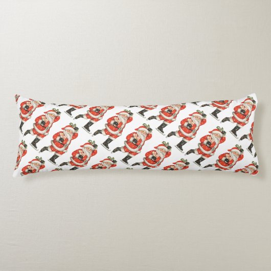 ヴィンテージクリスマスサビクトリアンンタクラウスアイススケーター ボディピロー (正面)