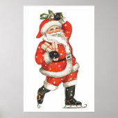 ヴィンテージクリスマスサビクトリアンンタクラウスアイススケーター ポスター (正面)