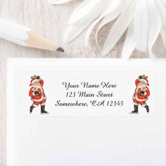 ヴィンテージクリスマスサビクトリアンンタクラウスアイススケーター ラベル (インサイチュ)