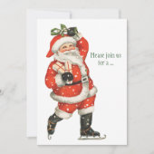 ヴィンテージクリスマスサビクトリアンンタクラウスアイススケーター 招待状 (正面)