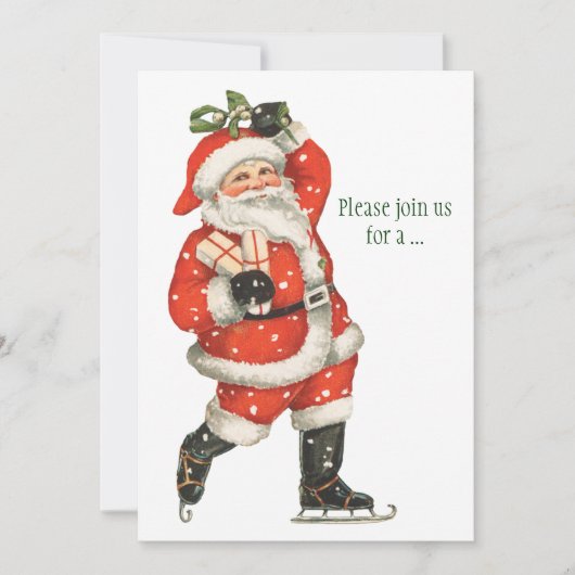 ヴィンテージクリスマスサビクトリアンンタクラウスアイススケーター 招待状 (正面)