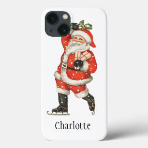 ヴィンテージクリスマスサビクトリアンンタクラウスアイススケーター iPhone 13ケース