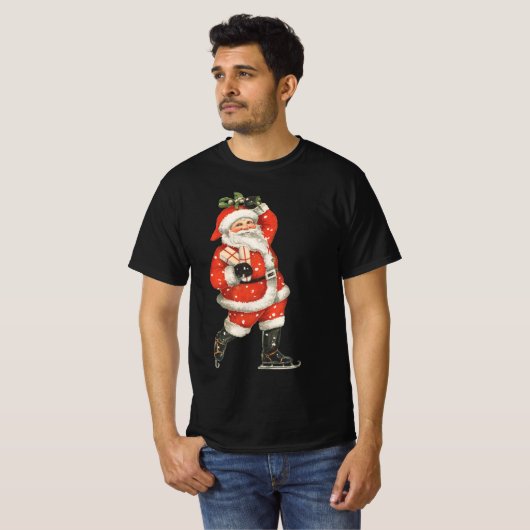 ヴィンテージクリスマスサビクトリアンンタクラウスアイススケーター Tシャツ (正面フル)
