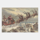 ヴィンテージクリスマスサビクトリアンンタクロース ラッピングペーパーシート (正面)