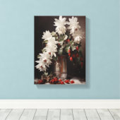 ヴィンテージクリスマスサボテン伸ばしキャンバスウォールアート キャンバスプリント (インサイチュ (ウッドフロア))