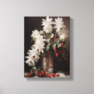 ヴィンテージクリスマスサボテン伸ばしキャンバスウォールアート キャンバスプリント