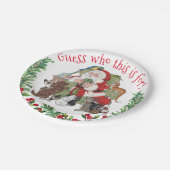 ヴィンテージクリスマスサンタかわいいペットドッグキャットギフト ペーパープレート (アングル)