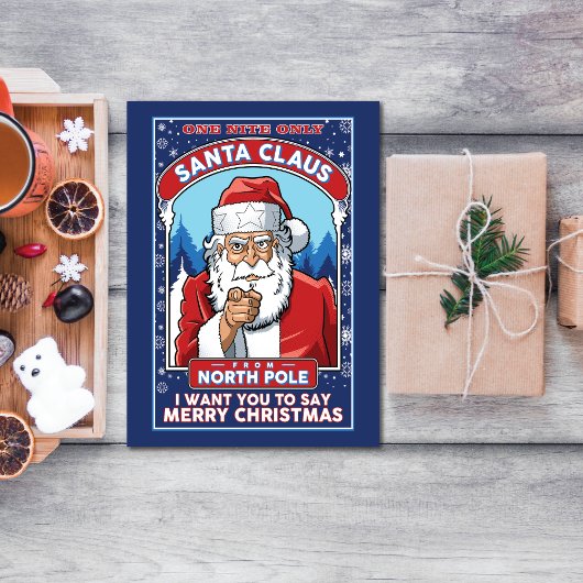 ヴィンテージクリスマスサンタがメリークリスマスを言う シーズンポストカード