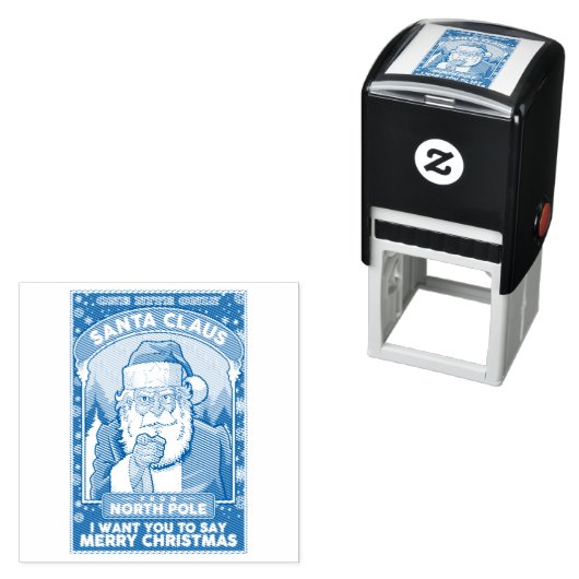 ヴィンテージクリスマスサンタがメリークリスマスを言う セルフインキングスタンプ (インサイチュ)