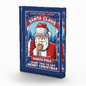 ヴィンテージクリスマスサンタがメリークリスマスを言う フォトブロック (右)