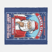 ヴィンテージクリスマスサンタがメリークリスマスを言う フリースブランケット (正面(横))