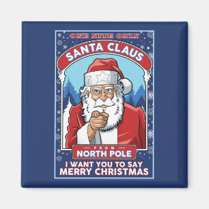 ヴィンテージクリスマスサンタがメリークリスマスを言う マグネット