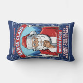 ヴィンテージクリスマスサンタがメリークリスマスを言う ランバークッション (正面)