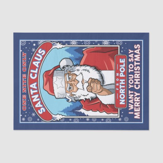 ヴィンテージクリスマスサンタがメリークリスマスを言う 薄葉紙 (正面)