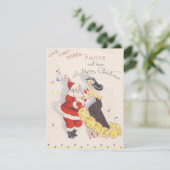 ヴィンテージクリスマスサンタが少女と踊る シーズンカード (スタンド正面)