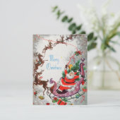 ヴィンテージクリスマスサンタとトナカイ シーズンカード (スタンド正面)