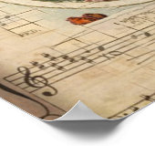 ヴィンテージクリスマスサンタとミュージカルのノート ポスター (角)