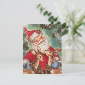 ヴィンテージクリスマスサンタとリエンダー シーズンカード (スタンド正面)