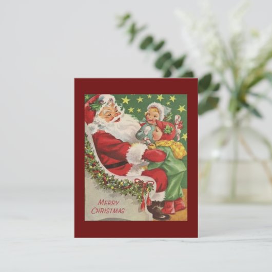 ヴィンテージクリスマスサンタと子供たち シーズンカード (スタンド正面)