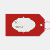 ヴィンテージクリスマスサンタと子供のパーティーの名前を追加 ギフトタグ (正面(横))