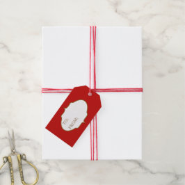 ヴィンテージクリスマスサンタと子供のパーティーの名前を追加 ギフトタグ