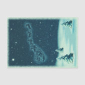 ヴィンテージクリスマスサンタのそりの冬のシーン 薄葉紙 (正面)