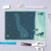 ヴィンテージクリスマスサンタのそりの冬のシーン 薄葉紙 (クラフト)