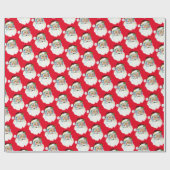 ヴィンテージクリスマスサンタのヘッドタイル ラッピングペーパー (フラット)