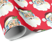 ヴィンテージクリスマスサンタのヘッドタイル ラッピングペーパー (ロールコーナー)