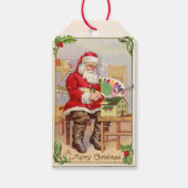 ヴィンテージクリスマスサンタのワークショップギフトラベル ギフトタグ (正面)