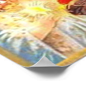 ヴィンテージクリスマスサンタアンドエンジェルプリント ポスター (角)