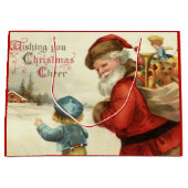 ヴィンテージクリスマスサンタアンドチャイルドパーティーバッグ ラージペーパーバッグ (正面)