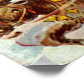 ヴィンテージクリスマスサンタアンドトナディースリープリント ポスター (角)