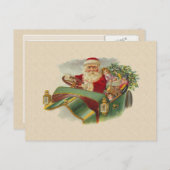 ヴィンテージクリスマスサンタインクラシックザアンティーク車 シーズンポストカード (正面/裏面)