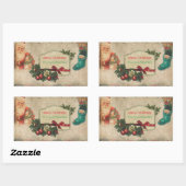 ヴィンテージクリスマスサンタウィズプレゼント 長方形シール (シート)