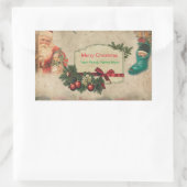 ヴィンテージクリスマスサンタウィズプレゼント 長方形シール (バッグ)