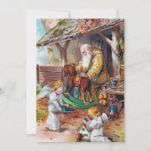 ヴィンテージクリスマスサンタエンジェルズ追加気持ち ノートカード (正面)