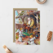 ヴィンテージクリスマスサンタエンジェルズ追加気持ち ノートカード (正面/裏面インサイチュ)