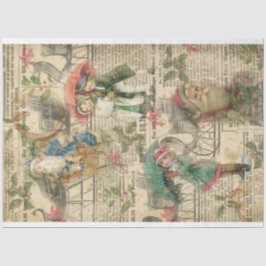 ヴィンテージクリスマスサンタオールド新聞の子供 薄葉紙