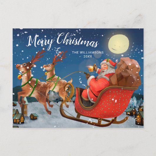 ヴィンテージクリスマスサンタカスタムレー家族の写真 ポストカード (正面)